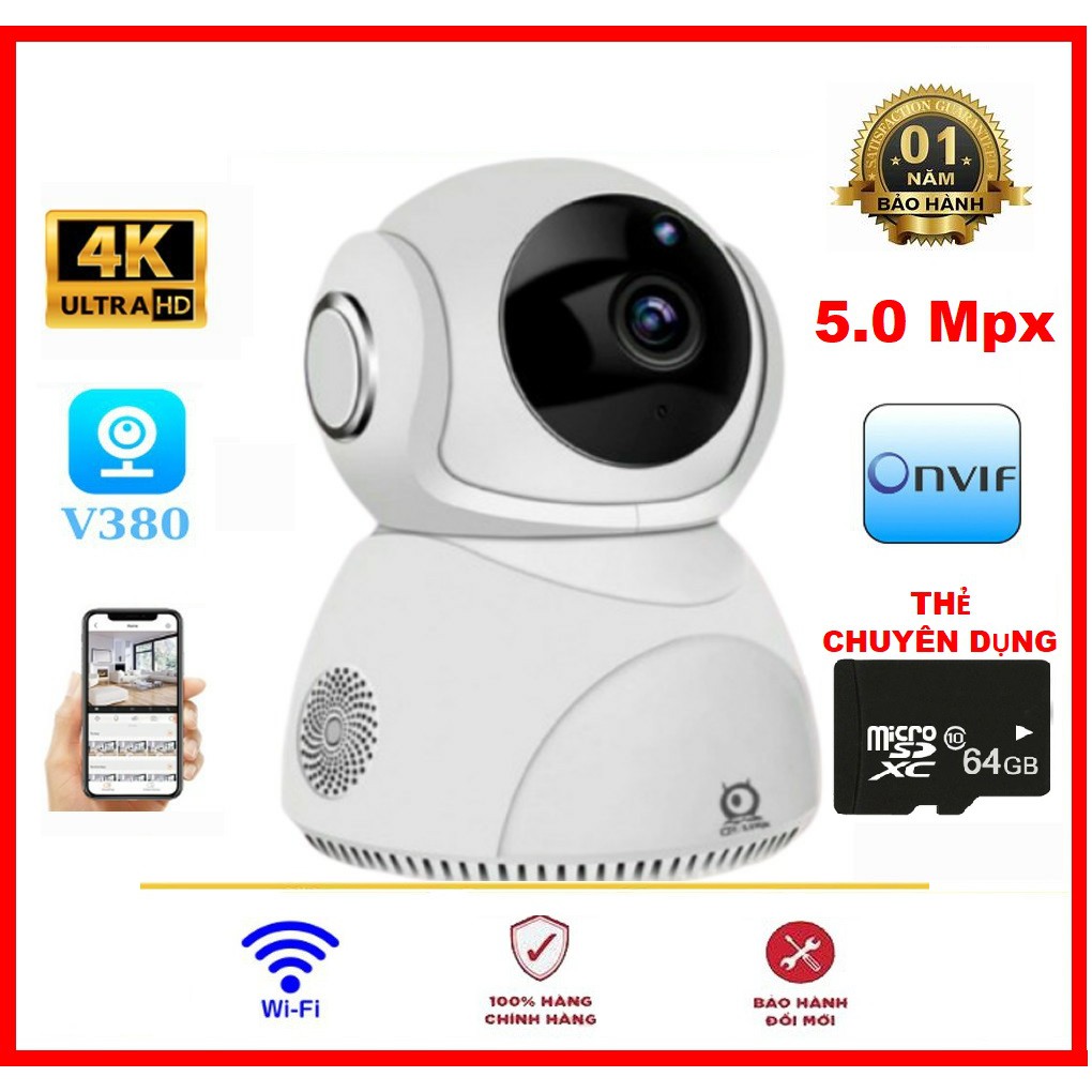 Camera V380 5.0Mpx xoay 360 hình ảnh siêu sắc nét độ phân giải cực cao ...
