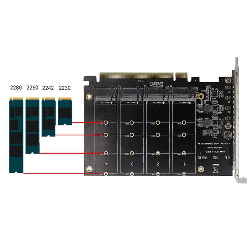 Thẻ chia RR PCI-E PCI-E 4 0 X16 sang NVME cho M 2 cho M cho Key 4 SSD cho RAID Arr