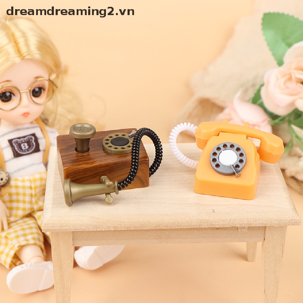 Mô Hình Điện Thoại Để Bàn 2Vn Kiểu Cổ Điển Dùng Trang Trí Nhà Búp Bê