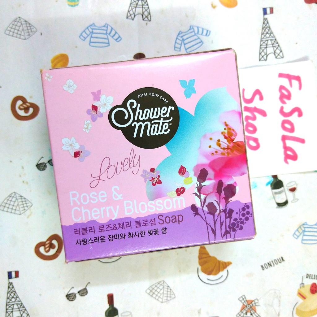 Xà phòng tắm SHOWER MATE 100g Hàn Quốc hoa hồng anh đào olive trà xanh rose cherry green tea ...