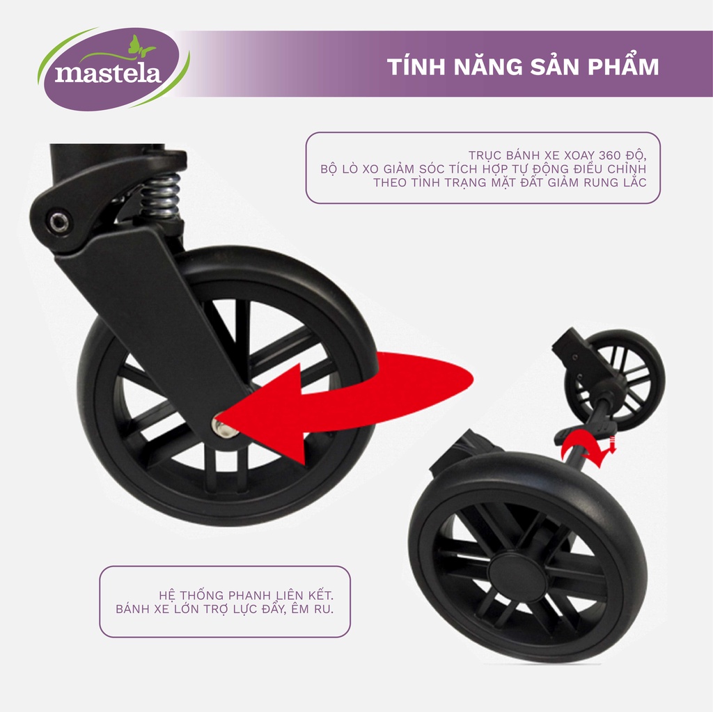 Mô tả Xe Đẩy Em Bé Mastela 275 Đa Chức Năng Cao Cấp, chất liệu aluminium, gấp gọn mang lên máy bay - 4