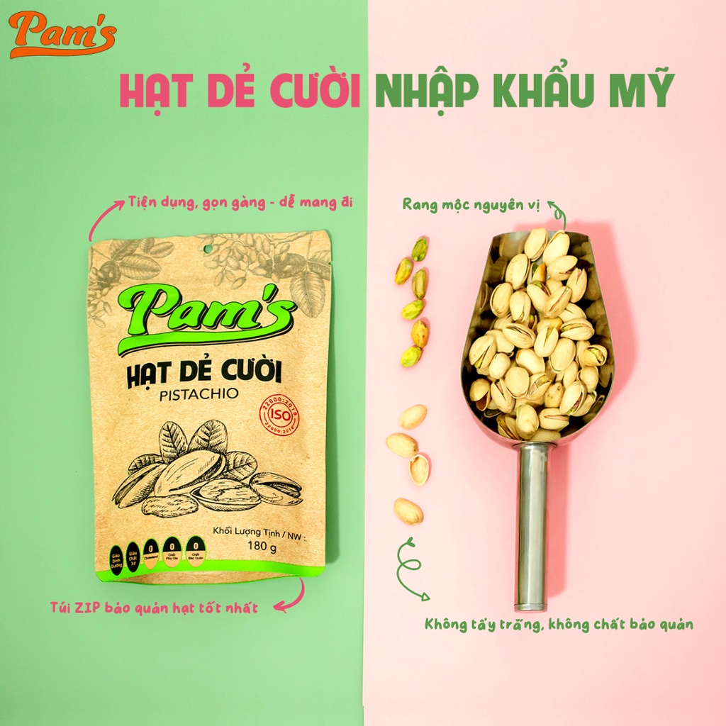 Hạt Dẻ Cười Nhập Khẩu Mỹ Pams(180g/túi) Rang Mộc Béo Bùi Giòn Thơm, Không Tẩy Trắng