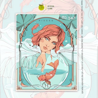 Tranh tô màu theo số hóa Madoca có khung 40x50cm Song Ngư T547