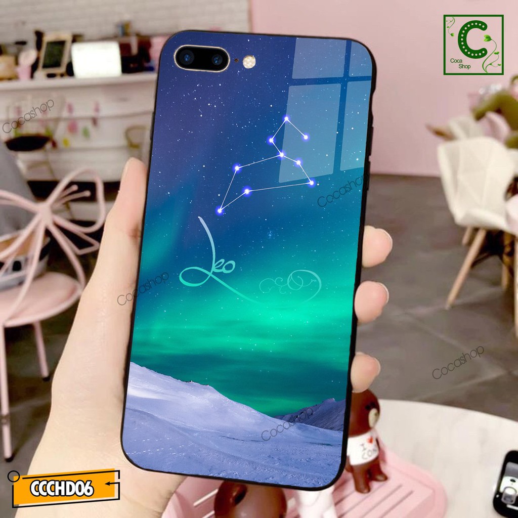 Ốp lưng iphone mặt kính cung hoàng đạo - Cung Sư Tử - 6/6plus/6s/6splus/7/7plus/8/8plus/x/.....