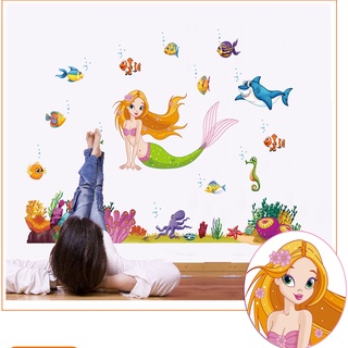 Decal dán tường, tranh dán tường trang trí phòng cho bé hình nàng tiên cá, trang trí lớp học JM7292