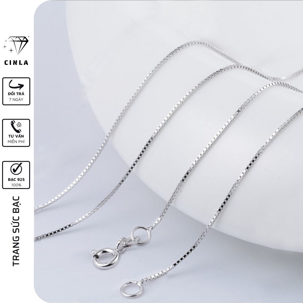 Vòng cổ dây chuyền mạ bạc cho nữ bạc 925 cao cấp chính hãng trang sức bạc CINLA T004