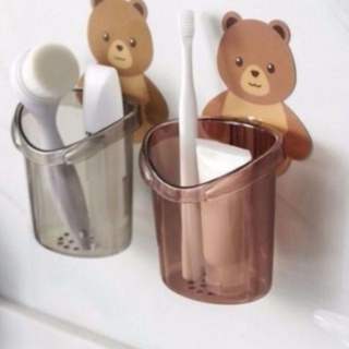 Cốc Dán Tường Nhà Tắm Hình Gấu Nâu Dễ Thương - Cốc Đựng Bàn Chải Đánh Răng Nhựa Dầy Bền Đẹp Hàng Cao Cấp GC02