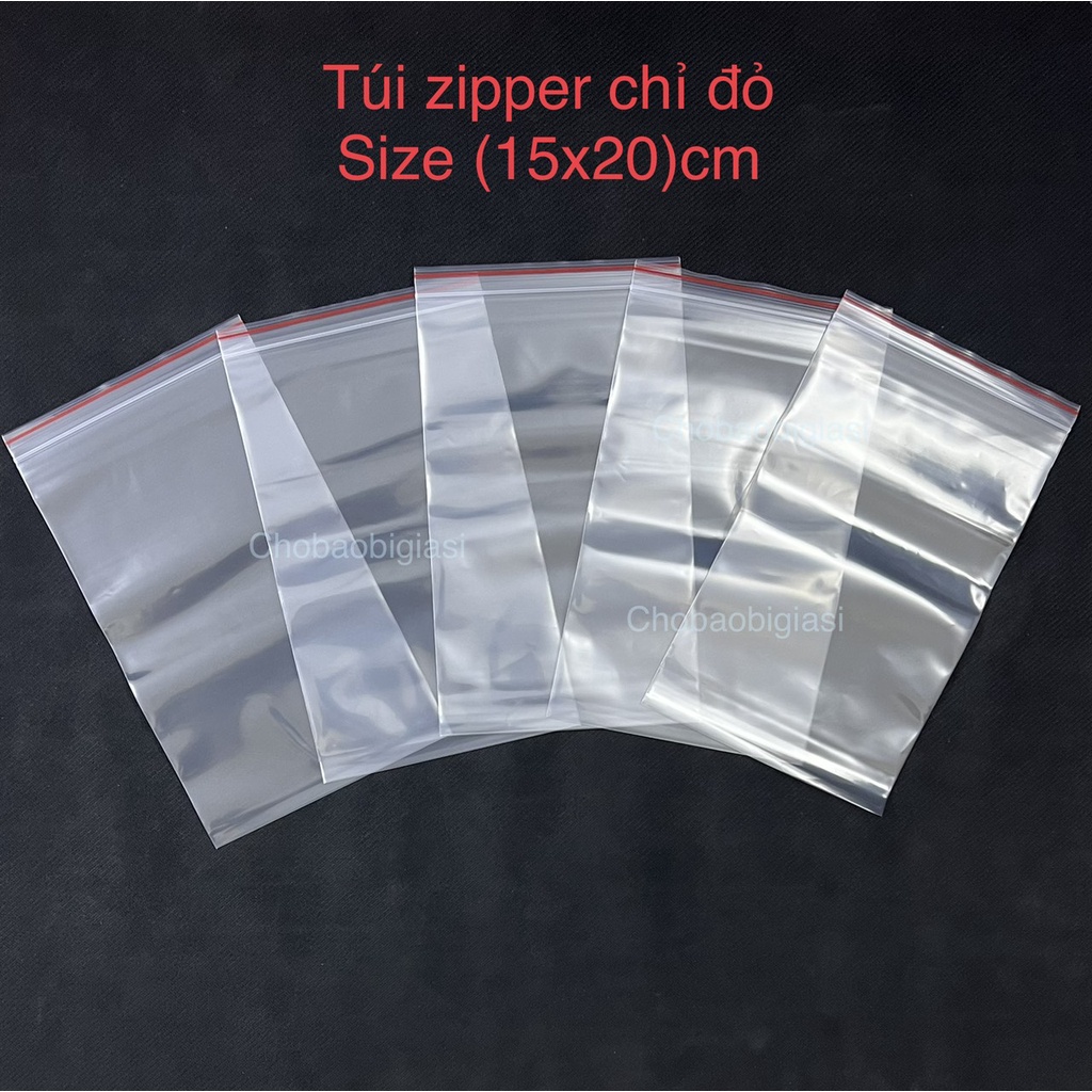 {1kg/size} Túi zipper chỉ đỏ size 15 (15x15cm, 15x20cm, 15x23cm ...