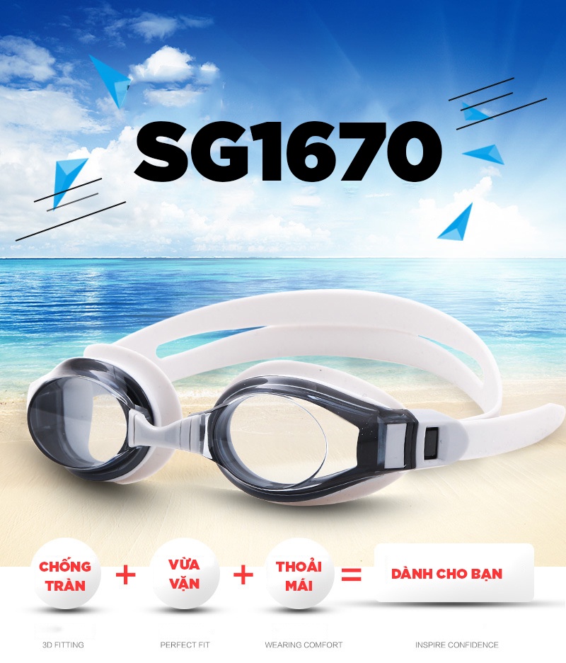 Mô tả Kính Bơi KIếng Bơi Chính Hãng Chống Sương Chống UV Đệm Mắt Cao Su Dây Đeo Êm Ái Cleacco SG1670 Boro Sport - 2