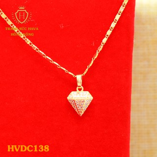 Dây Chuyền, Vòng Cổ Nữ Mặt Đính Đá Màu Trắng Xi Mạ Vàng Non Cao Cấp - Trang Sức Hava Hong Kong