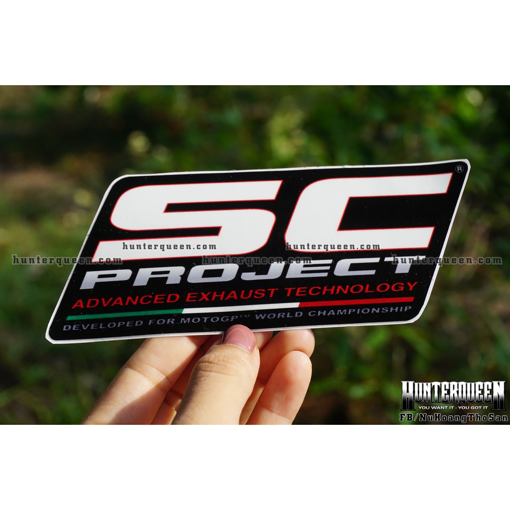 SC Project siêu to [15x6cm]. Decal logo cao cấp không bay màu, dán trang trí xe, nón, tủ