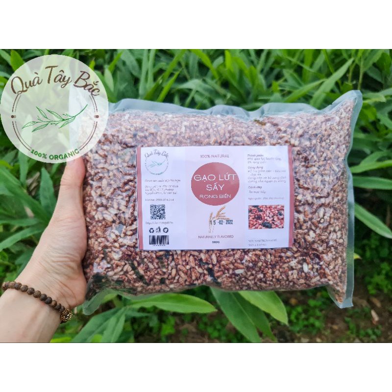 Gạo lứt sấy rong biển ăn liền Thực dưỡng, Ăn kiêng, Tiểu đường, Giảm cân Loại đặc biệt gói 500g