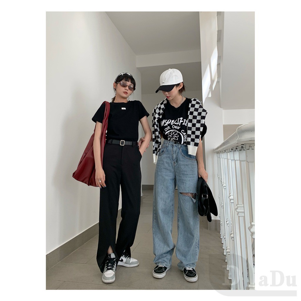 Ảnh Quần Jeans Dài Phối Vết Rách Cá Tính Thời Trang Nữ 1