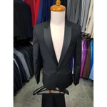 Áo vest nam ôm body màu đen ve phi đen cá tính kiểu 1 nút tặng cà vạt đen và hộp đựng (áo lẻ không quần) — ảnh 7