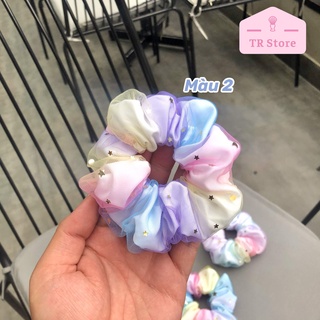 Scrunchies cột tóc Galaxy 2 lớp ombre buộc tóc