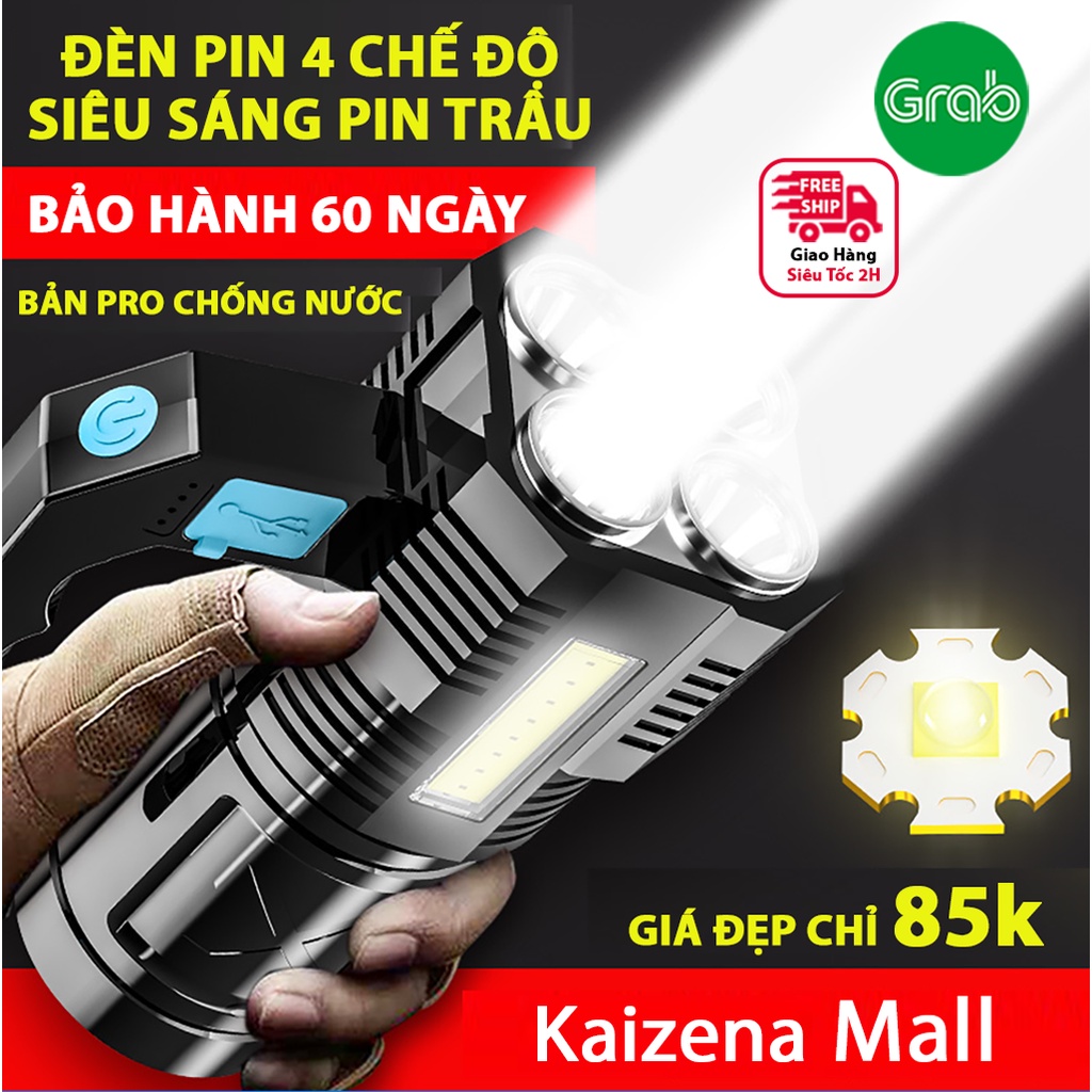 Đèn pin siêu sáng cầm tay, đèn pin mini sáng lâu pin khủng chống nước ...