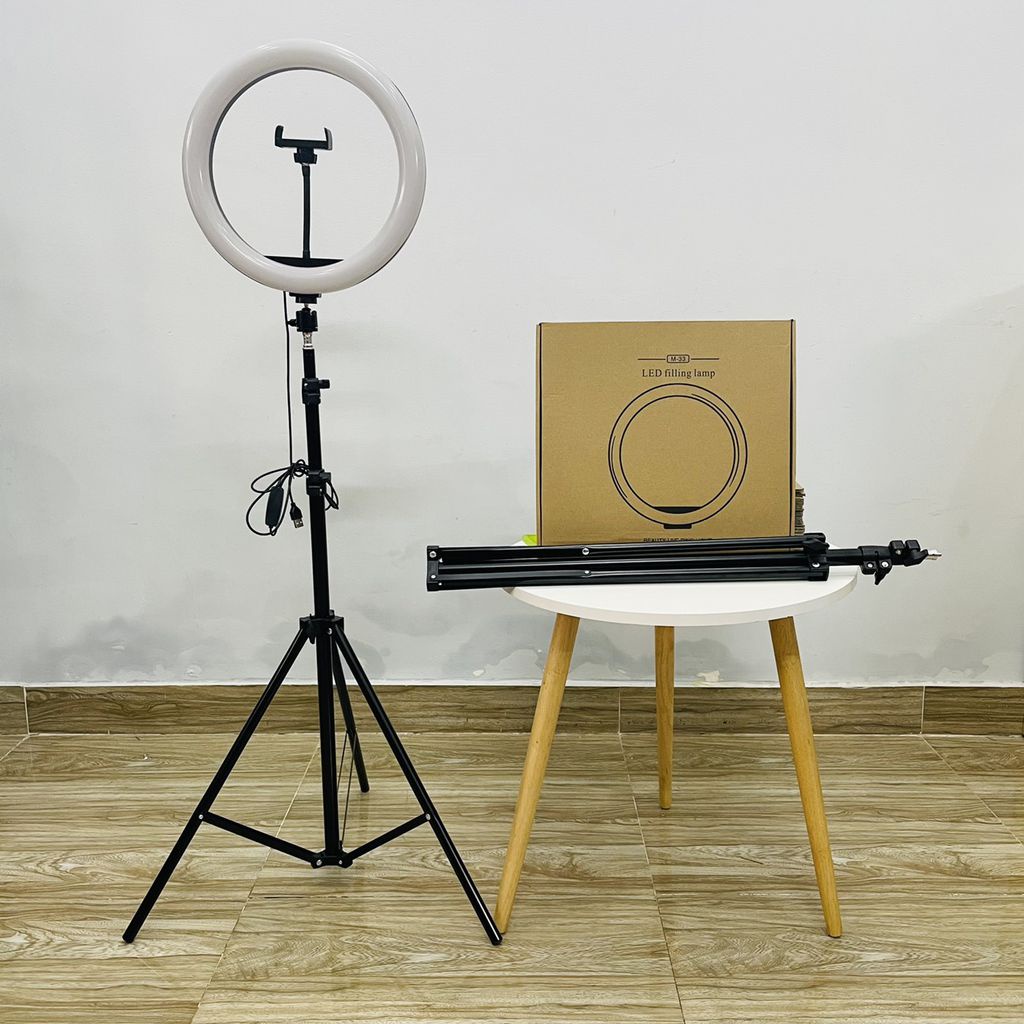 Đèn Livestream size 33cm + Kẹp Hỗ Trợ Chụp Ảnh Make up Trang Điểm nhiều Chế Độ Sáng