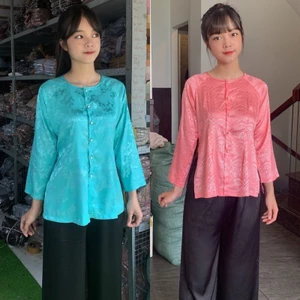 Bà Ba Gấm # Bộ Nữ Quần Đen #Jacket Top Kem Dress Women