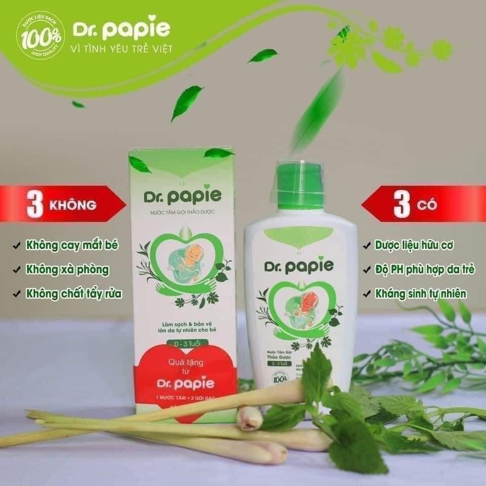 Nước Tắm Thảo Dược Dr Papie Giúp Giảm Mẩn Ngứa Và Rôm Sảy, Hỗ Trợ Làm Sạch, Mát Da Bé - Chai 230ml
