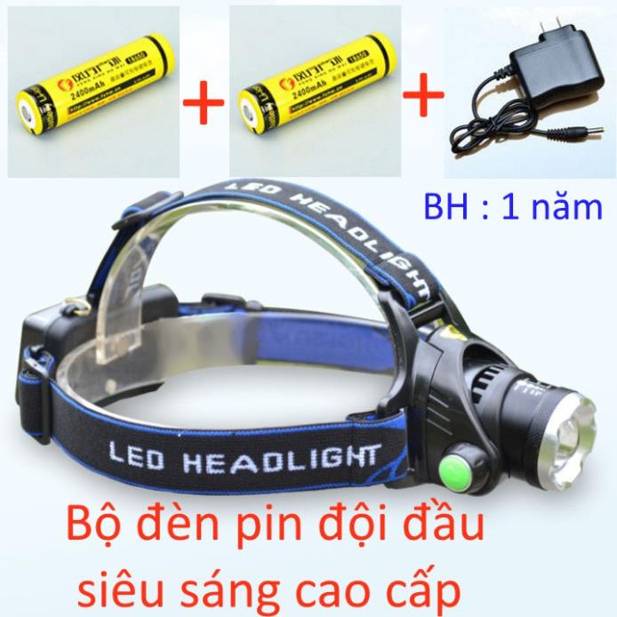 Đèn pin đội đầu siêu sáng, Kèm 2 pin, Kèm 1 sạc | Shopee Việt Nam