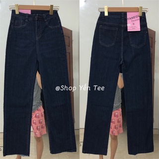 ( Ảnh thật ) Quần jeans ống đứng xanh đậm 1 cúc chất mềm , co dãn tốt #1036