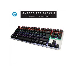 Bàn phím cơ Blue Swich HP GK200S loại 87 phím-led RGB nhiều chế độ (đen bạc)