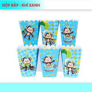 (9 Mẫu)Hộp đựng bắp + tem cắm mẫu bé trai SET 6 cái