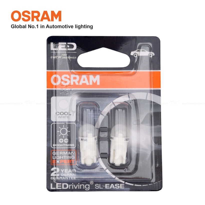 Combo 2 Bóng Đèn Led Chân Ghim Nhỏ OSRAM Standard T10 W5W 12V Màu Trắng Cool