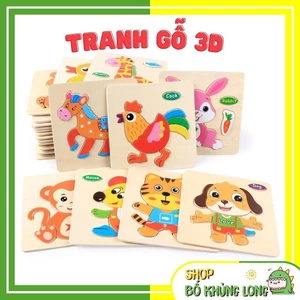 Tranh Ghép Hình 3D Gỗ Nhiều Mẫu Cho Bé Đồ Chơi Xếp Hình Cho Bé Đồ Chơi Cho Bé - BỐ KHỦNG LONG
