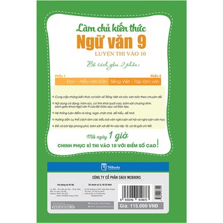Sách - Làm Chủ Kiến Thức Ngữ Văn 9 Luyện Thi Vào 10 -Phần 1 Đọc Hiểu Văn Bản