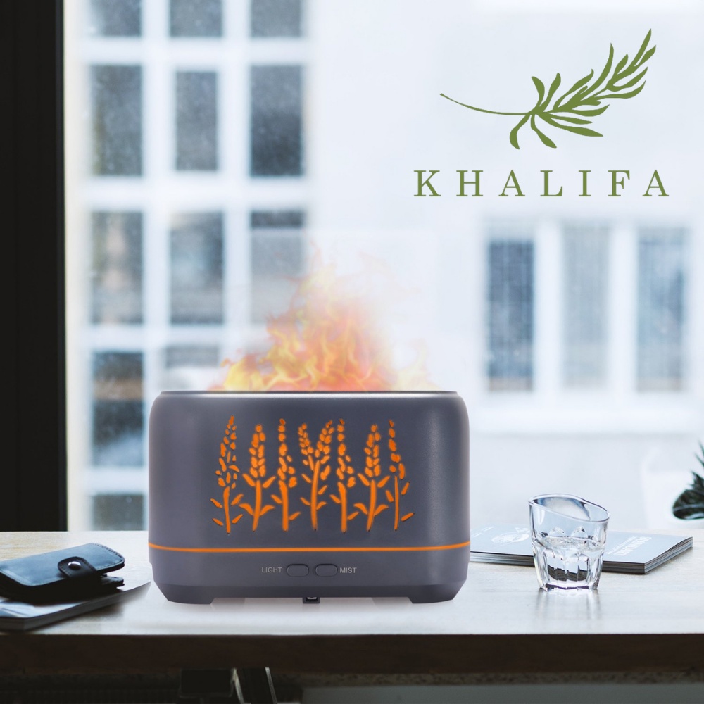 Máy Khuếch Tán Tinh Dầu Ngọn Lửa Khalifa Dung Tích 200ml Tạo Hơi Sương Tăng Độ Ẩm Tặng Kèm Tinh Dầu