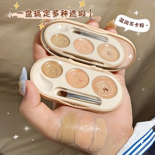 Bảng Kem Che Khuyết Điểm NOVO 3 Màu Kháng Nước Kèm Cọ Trang Điểm
