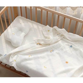 Chăn xô thêu Hàn Quốc 100*100, Chăn Xô 6 Lớp Hàn Quốc Thêu Hình Siêu Mềm Mịn