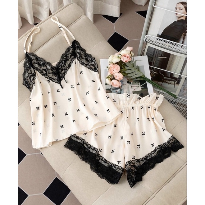 Bộ ngủ lụa hai dây mềm mịn cao cấp Đầm mặc nhà sexy quyến rũ