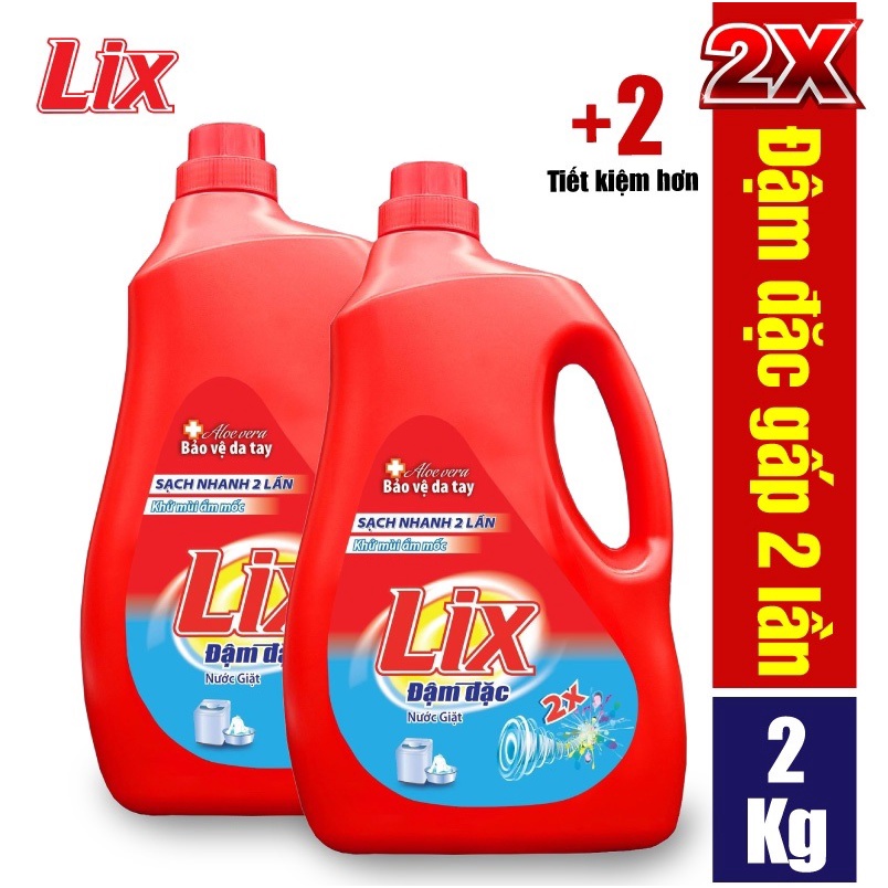 Ảnh Combo 2 chai nước giặt Lix đậm đặc hương hoa chai 2kg làm sạch cực nhanh vết bẩn - 2C-NG201 1