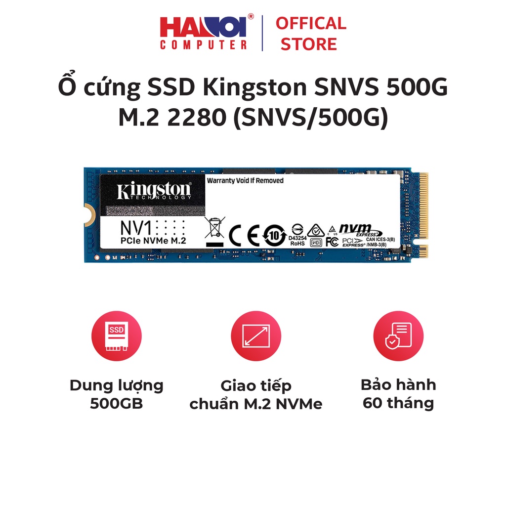 Ổ cứng SSD Kingston SNVS 500G NVMe M.2 2280 PCIe Gen 3 x 4 (Đoc 2100MB ...