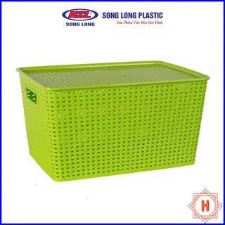 Song Long Plastic Giỏ nhựa đựng đồ có nắp đa năng tiện dụng, nhiều size { H }