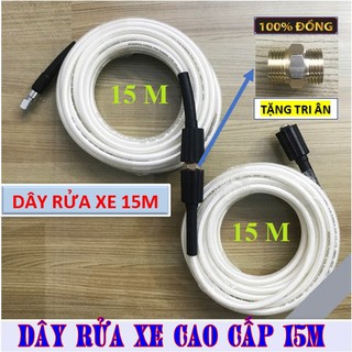 Dây rửa xe 15m dùng cho máy xịt rửa xe gia đình tặng kèm cút nối dây 100 phần trăm đồng