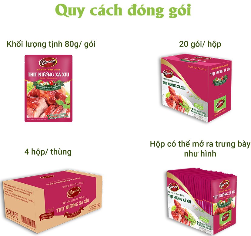Mô tả Gia Vị Thịt Nướng Xá Xíu Barona 80g ướp ngon chuẩn vị không cần nêm nếm - 6