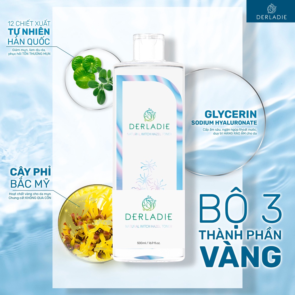 Mô tả Toner Derladie Natural Witch Hazel Ngừa Mụn, Làm Sạch Da 500ml - 1