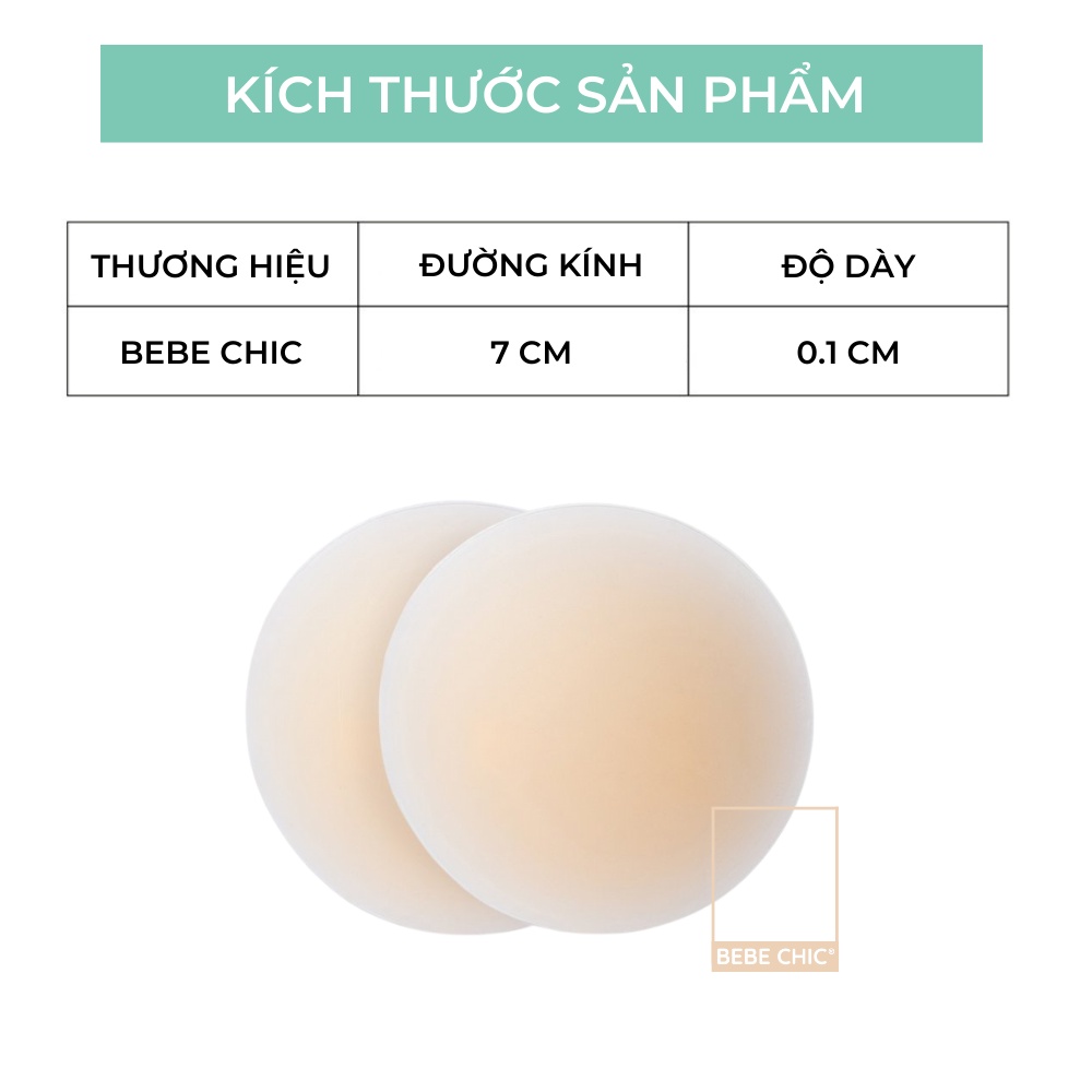 2 Miếng Dán Ngực Silicone BEBECHIC Dùng Nhiều Lần, Keo Siêu Dính (7cm)