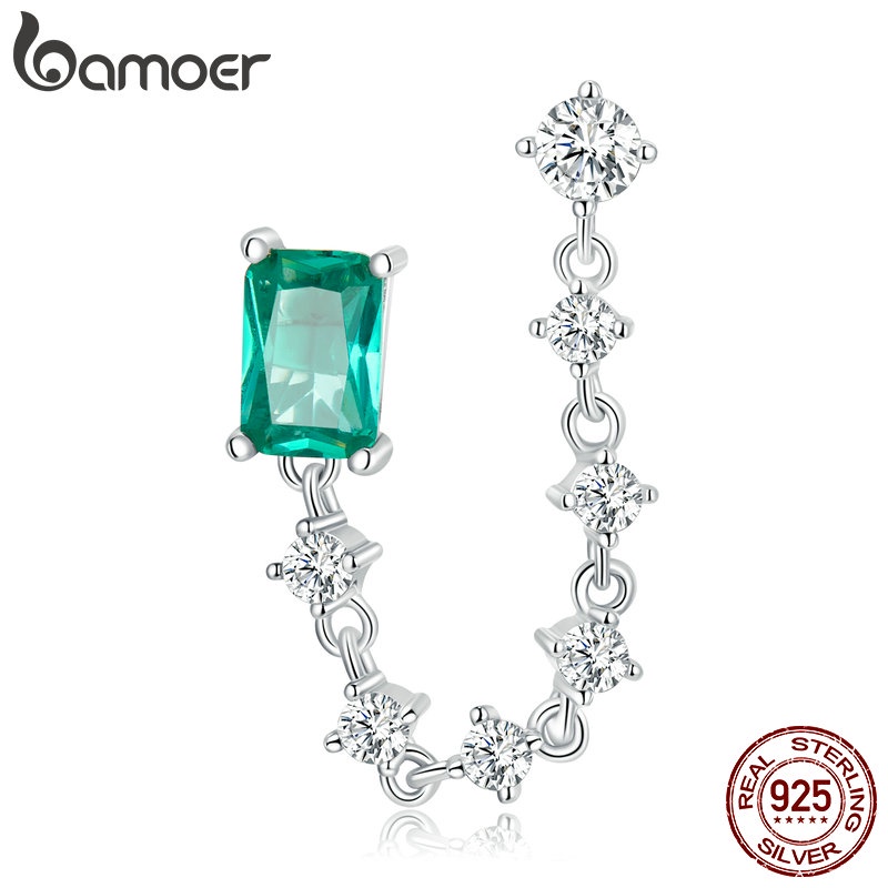 BAMOER 1 Đôi Bông Tai Bạc s925 Đính Đá zircon Thời Trang Cho Nữ