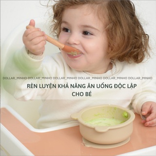 < Tổng hợp> Bát ăn dặm bằng silicon hình gấu có đế hít chống đổ cho bé ( không kèm thìa muỗng)