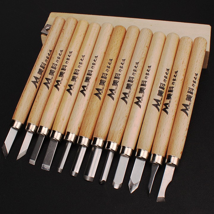 bộ đục gỗ ❤️FREESHIP❤️ đục điêu khắc gỗ 12 món lưỡi thép hợp kim SK5 - đục khắc trổ