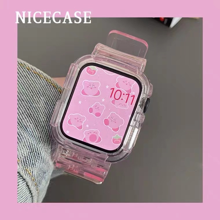 Dây đeo thể thao trong suốt + Ốp lưng cho Apple Watch 10 49MM 9 8 7 6 SE 5 4 3 2 1 Dây đeo silicon trong suốt cho dây đeo iwatch 49MM 40mm 44mm 42MM 41MM 45MM 42MM 38MM