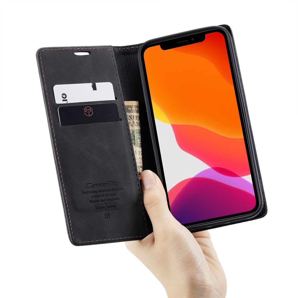 Bao da điện thoại nắp lật từ tính mặt nhám nhiều ngăn đựng thẻ thích hợp cho iPhone 13 12 11 Pro XS Max XR