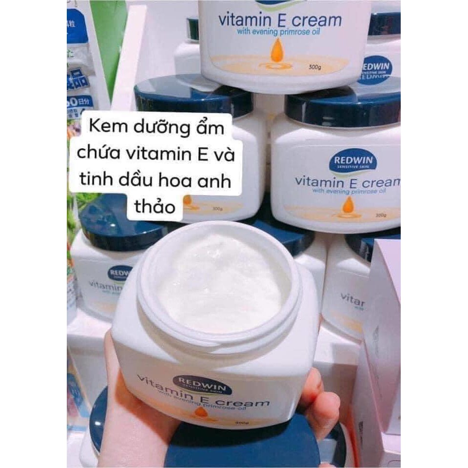 Kem Dưỡng Da Vitamin E và tinh dầu hoa anh thảo giúp da mềm mịn, trắng sáng Redwin Úc 330gr Chính Hãng