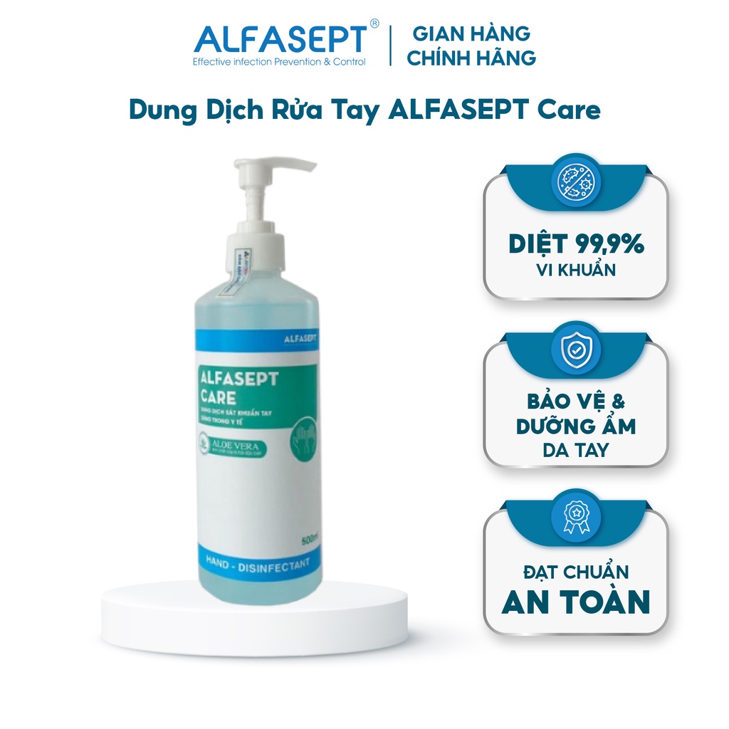Dung Dịch Rửa Tay ALFASEPT Care Giúp Diệt Khuẩn Toàn Diện, Nhanh Chóng Và Hiệu Quả Lọ 500ml