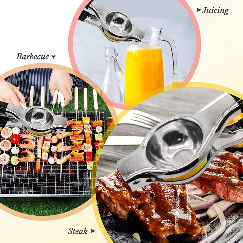 Dụng cụ vắt chanh bằng thép không gỉ có tay cầm bằng silicone