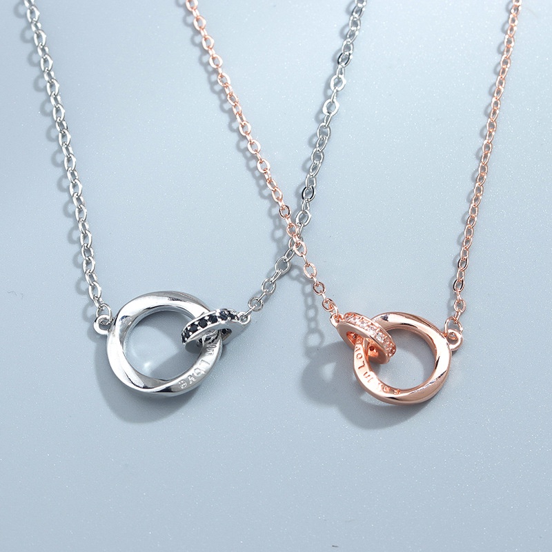 Vòng cổ cặp đôi kim cương lồng vào nhau Hợp thời trang Vòng cổ Mobius Nam Nữ